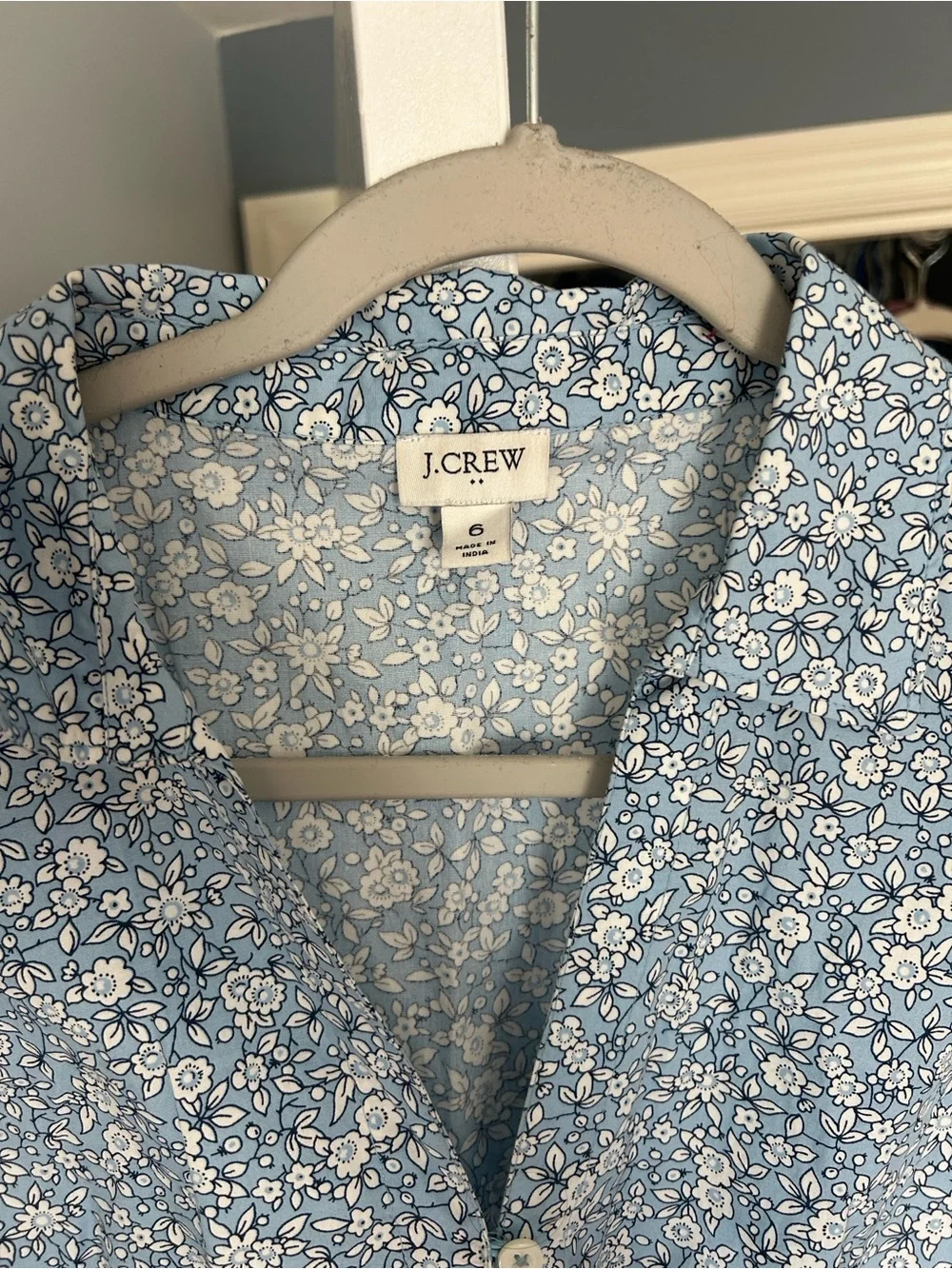 J. Crew Light Blue Floral Collared Midi Dress